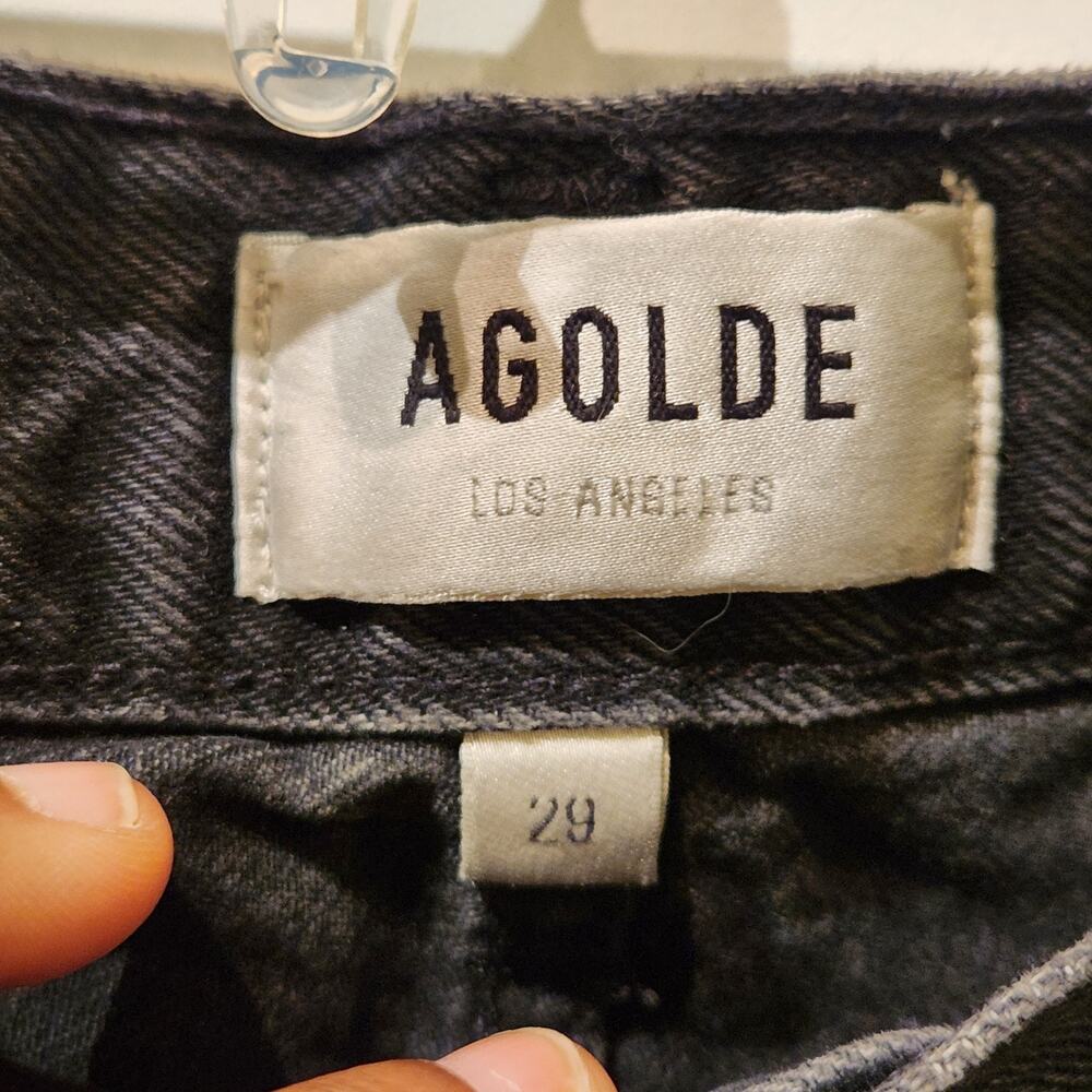 AGOLDE Women's 29 Tapered Baggy Rigid Denim High Rise Jean Shambles Washed Black - Picture 3 of 11